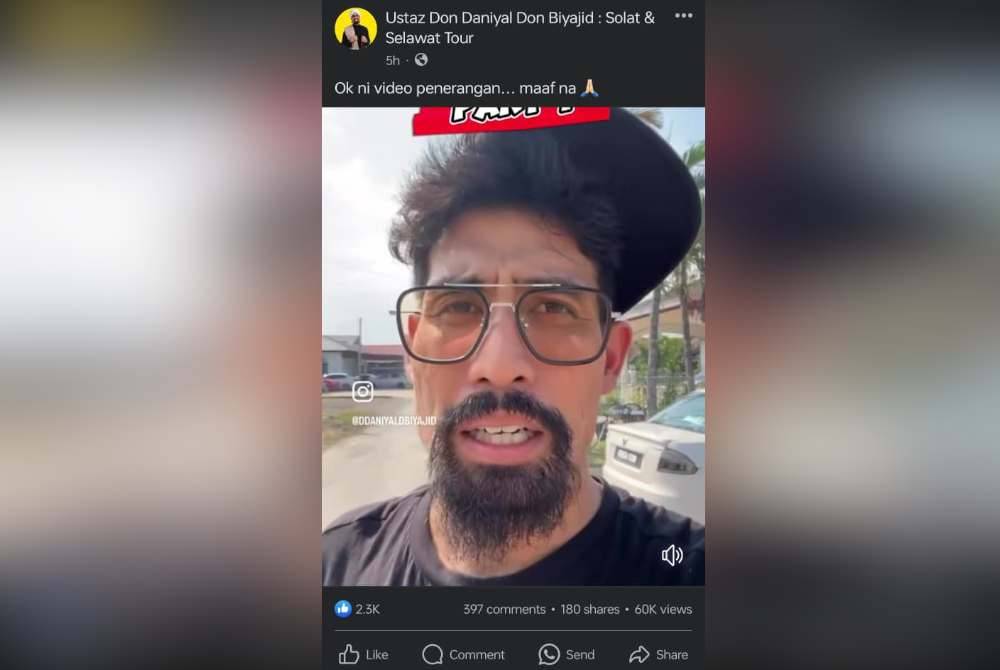 Tangkap layar video yang dimuat naik Don Daniyal di Facebook pada Rabu.