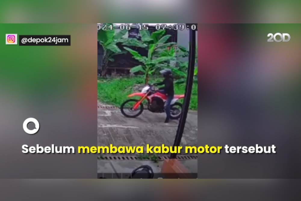 Motosikal 'motocross' mangsa berjaya dibawa keluar oleh pencuri. Agensi