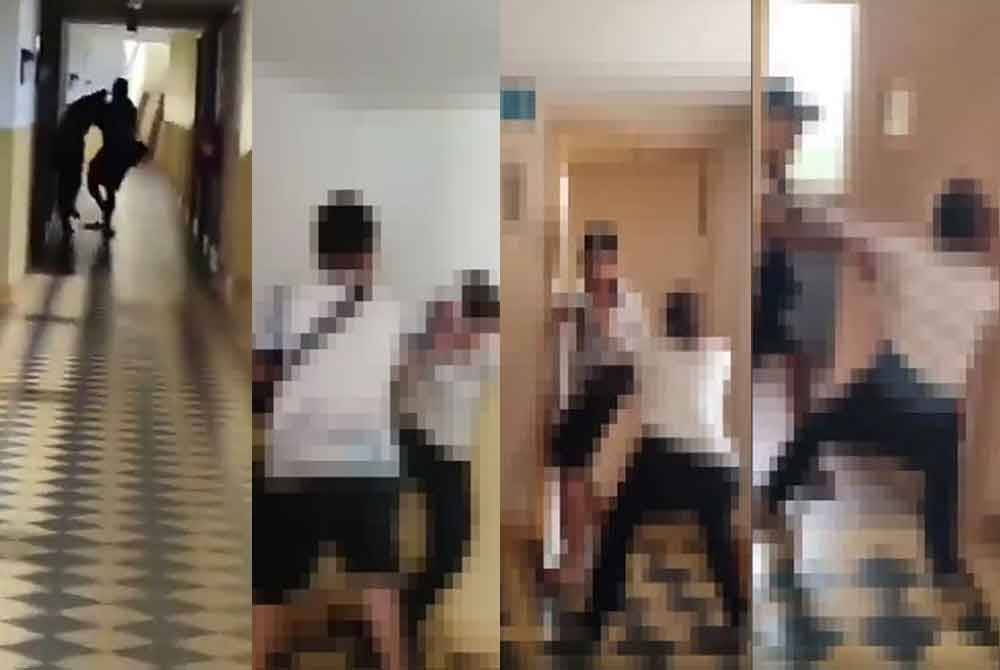 Tangkap layar video pergaduhan antara mereka yang tular di media sosial.