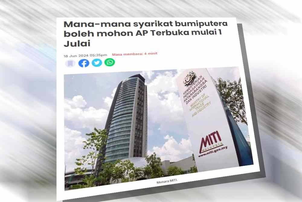 Sinar Harian sebelum ini melaporkan mana-mana syarikat bumiputera, termasuk yang tidak pernah terlibat dalam aktiviti automotif, boleh memohon untuk dilantik sebagai syarikat AP Terbuka bagi menceburi aktiviti pengimportan dan penjualan kenderaan di Malaysia, berkuat kuasa 1 Julai ini.