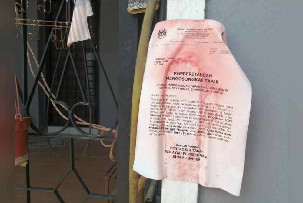 Notis pengosongan dikeluarkan Oktober lalu.