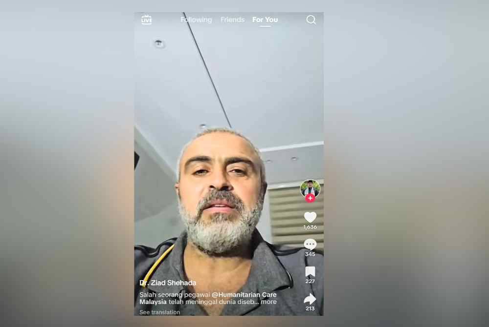Ziad memaklumkan perkara itu menerusi sebuah video yang di muat naik di aplikasi TikTok