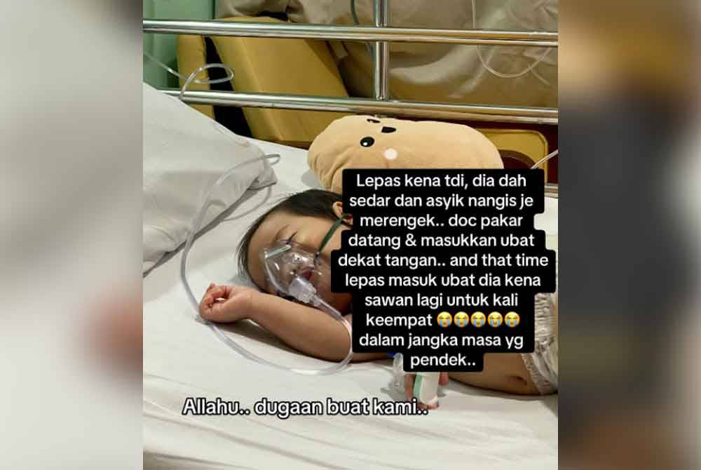 Raissa Mikayla ketika mendapatkan rawatan.