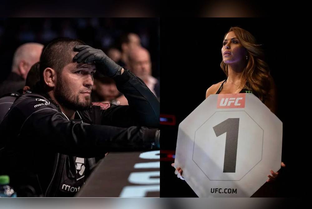 Khabib berpendapat 'ring girls' harus dipisahkan daripada sukan tempur kerana mereka tidak berguna dan hanya menyakitkan mata. Foto Agensi