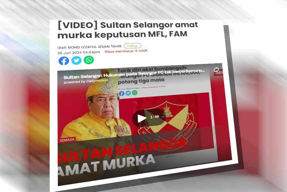 Laporan Sinar Harian pada Rabu.