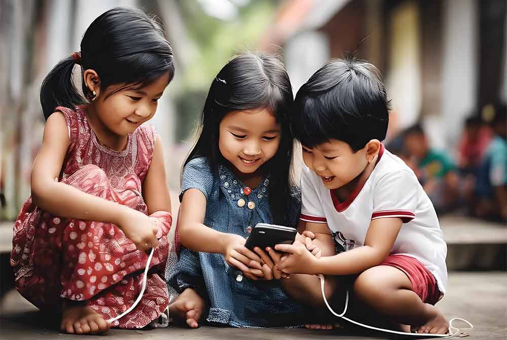 Penguasaan digital dengan cara salah memberikan kesan kepada tumbesaran anak-anak yang mudah terikut-ikut dengan pengaruh luar.(Gambar hiasan) Foto dijana oleh AI 123RF
