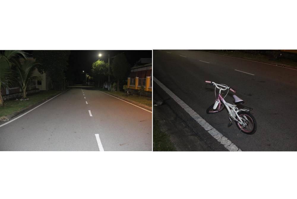 Seorang kanak-kanak perempuan berusia lima tahun maut selepas terlibat kemalangan dengan sebuah kereta ketika menunggang basikal di Jalan Nusari Aman, Bandar Sri Sendayan, di sini pada petang Ahad. Foto PDRM