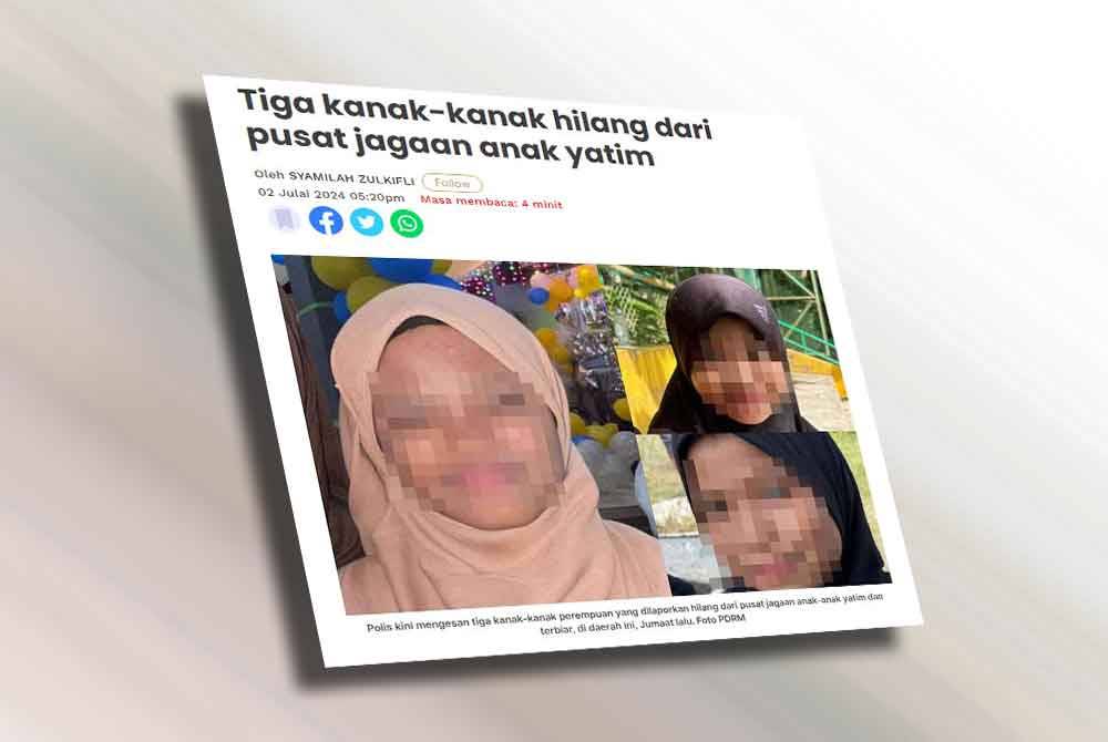 Laporan Sinar Harian mengenai kehilangan ketiga-tiga mereka pada Selasa.