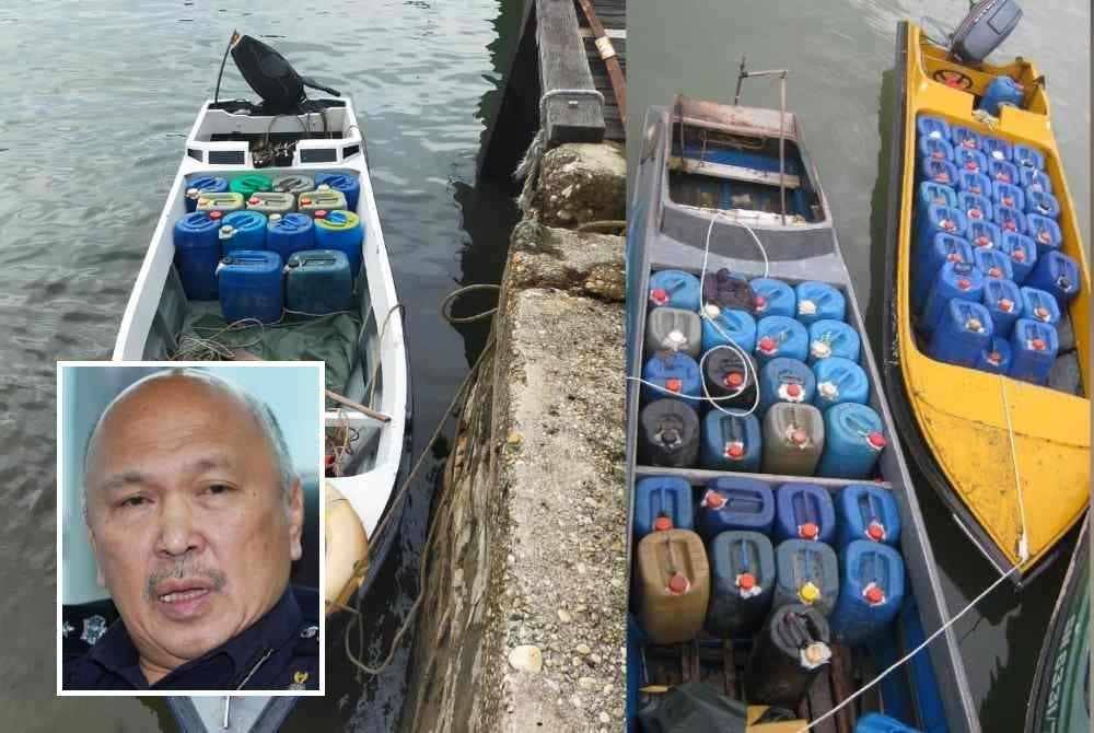 Polis menggagalkan cubaan penyeludupan petrol menerusi pelbagai siri operasi dan risikan. Gambar kecil: Mohd Kamarudin