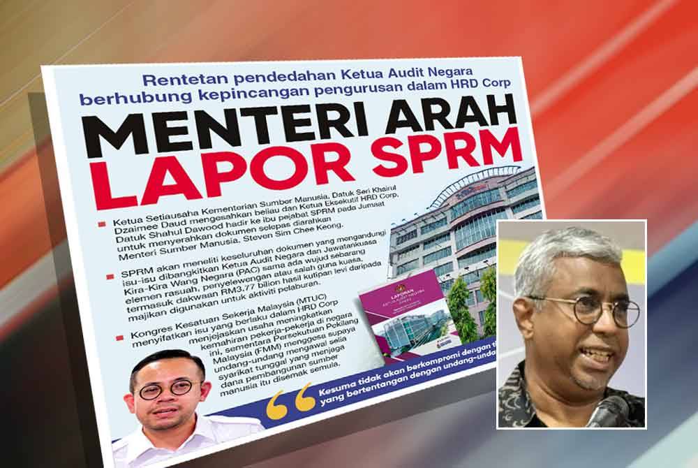 Muka depan Sinar Harian pada Sabtu. Gambar kecil: Ariff