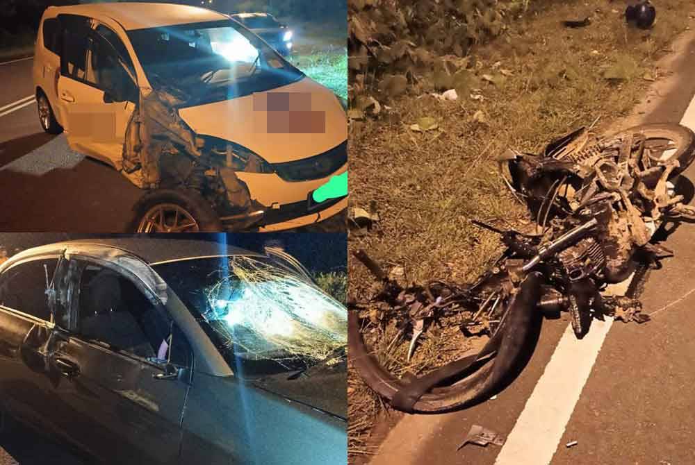 Keadaan kenderaan yang rosak teruk selepas terlibat dalam kemalangan di Jalan Lapangan Terbang Tawau pada malam Sabtu