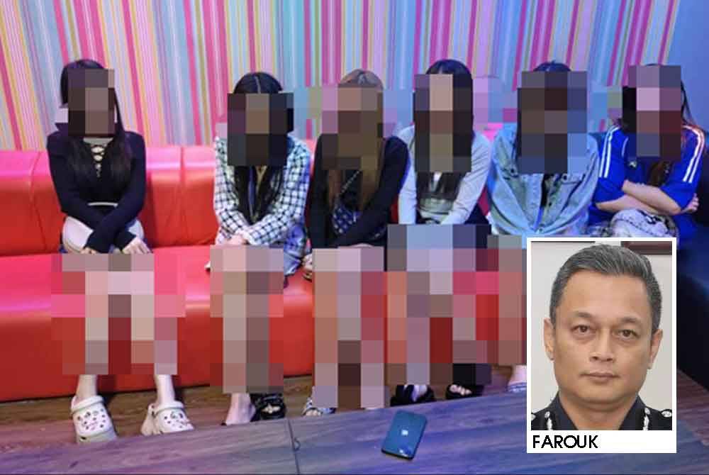 Antara wanita warga asing yang ditahan polis dalam serbuan premis di sekitar Lembah Klang, pada Jumaat.