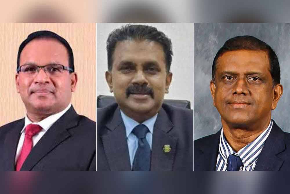 Dari kiri: T Murugiah, M Asojan, dan R Nelson