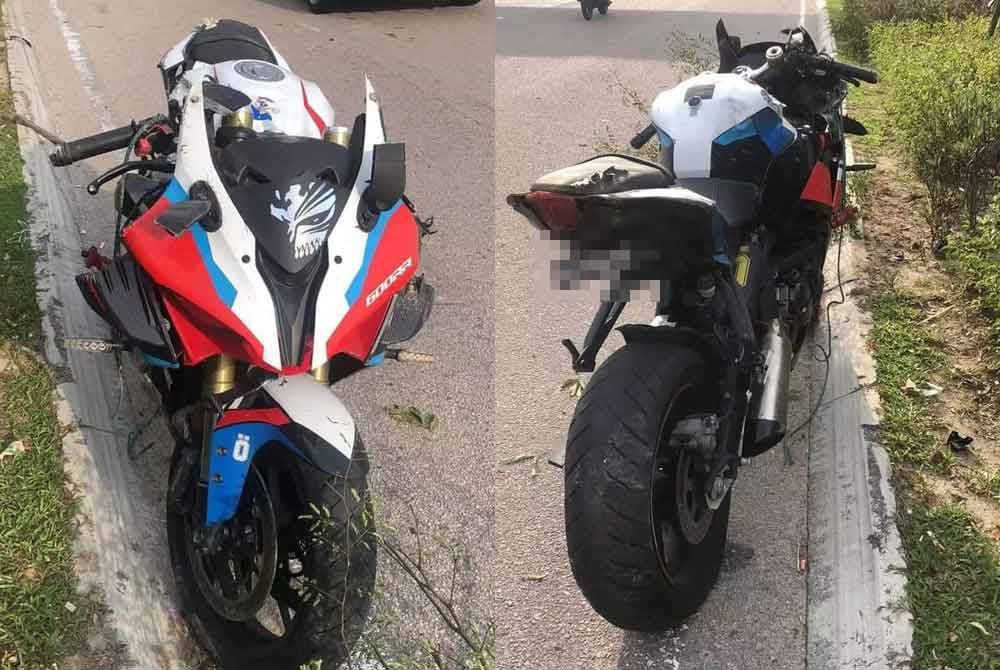 Keadaan motosikal ditunggang mangsa.