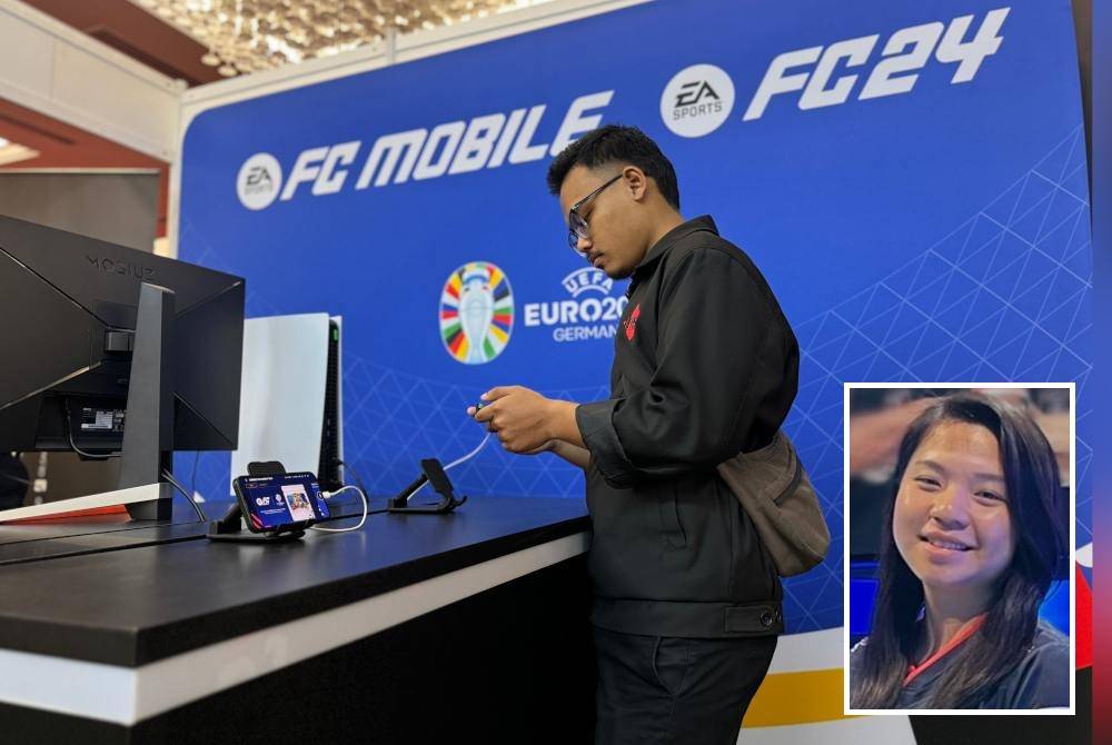 Orang ramai boleh mencuba permainan video EA Sports FC24 dan EA Sports FC Mobile dalam 'Fastest Goal Challenge' sempena Riuh Euro di restoran Hakim bermula dari malam 14 Julai hingga awal pagi 15 Julai. (Gambar kecil: Suki)