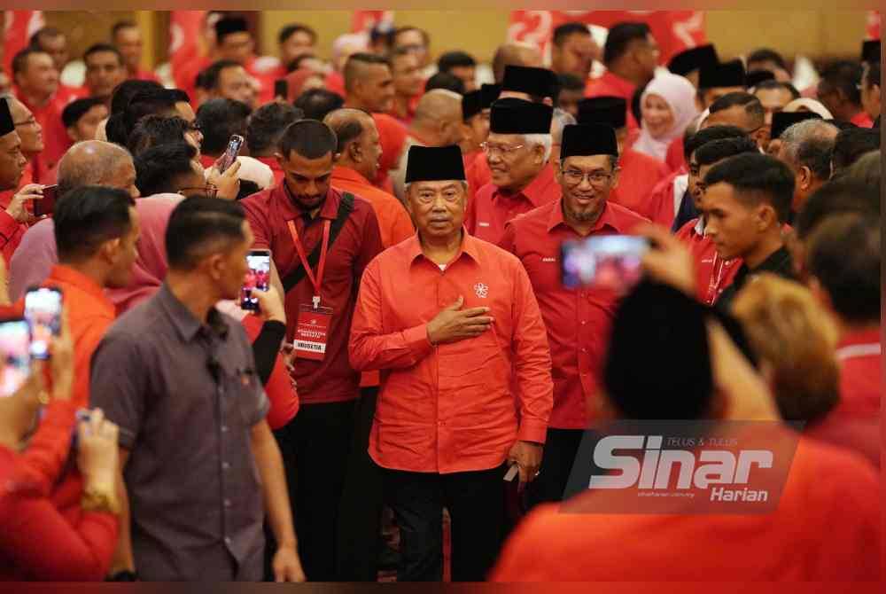 Muhyiddin ketika hadir pada Konvensyen Bersatu yang diadaka di IDCC Selayang pada Sabtu.