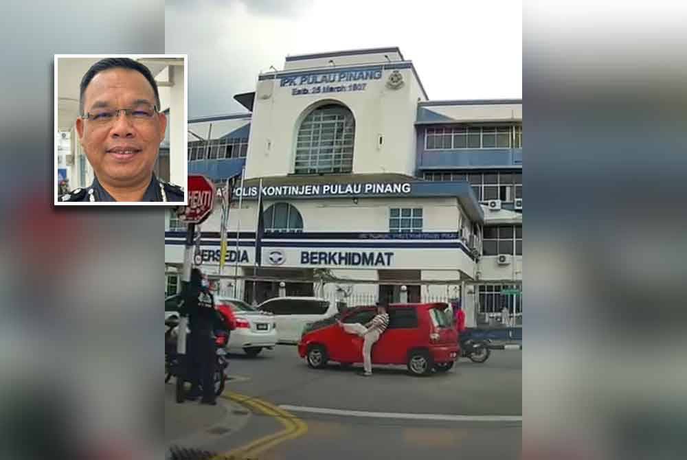 Aksi seorang wanita yang dikesan menggangu pengguna jalan raya di Jalan Penang. Gambar kecil: Razlam