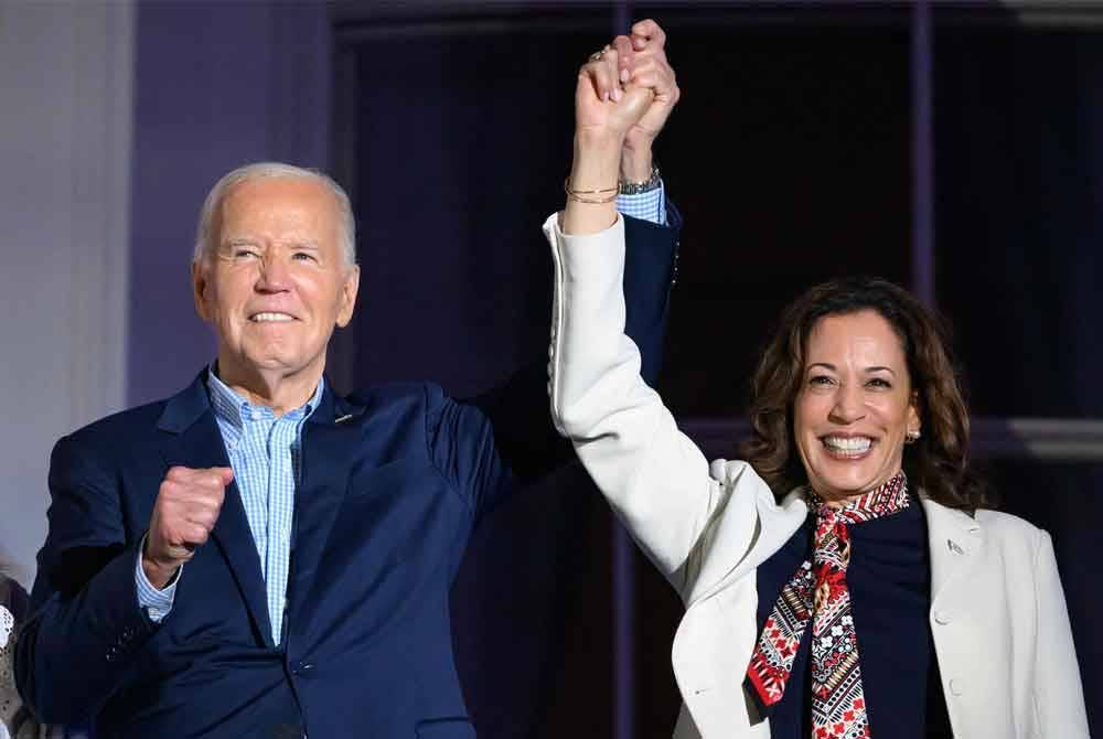 Biden pada Ahad mengumumkan menarik diri daripada Pilihan Raya Presiden AS dan menyokong Naib Presidennya, Kamala Harris sebagai calon Parti Demokrat. Foto AFP