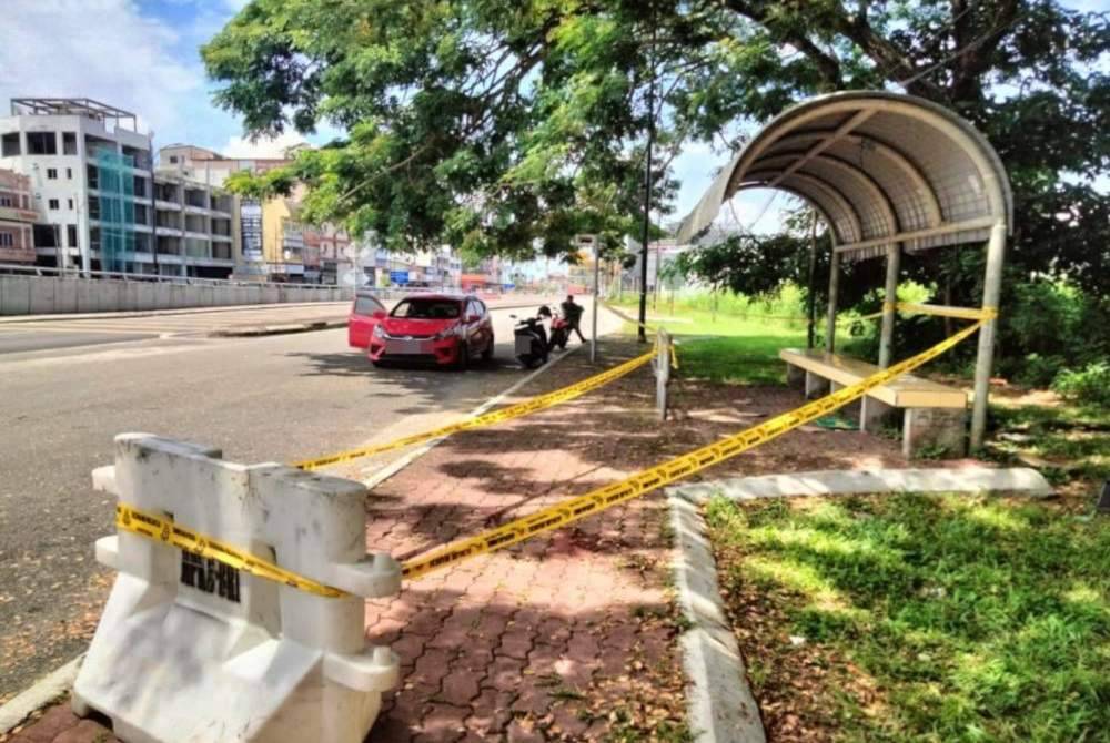 Lokasi kejadian mangsa ditemukan terbaring di perhentian bas di Kota Bharu.
