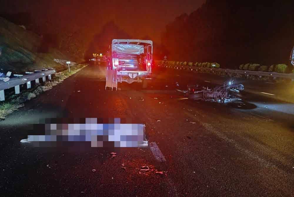 Mayat mangsa yang terlibat kemalangan dengan sebuah kenderaan tidak dikenal pasti nombor kenderaannya.