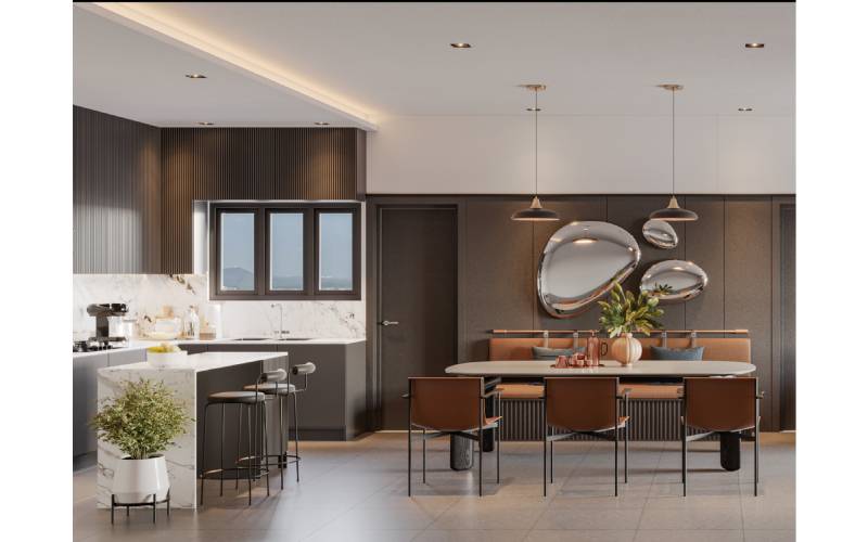 Meliputi 5.85 ekar, Caladia terdiri daripada 762 unit apartmen perkhidmatan dengan keluasan binaan daripada 904 hingga 1,098 kaki persegi dan susun atur yang menawarkan 3 dan 4 bilik tidur serta unit dwi kunci.