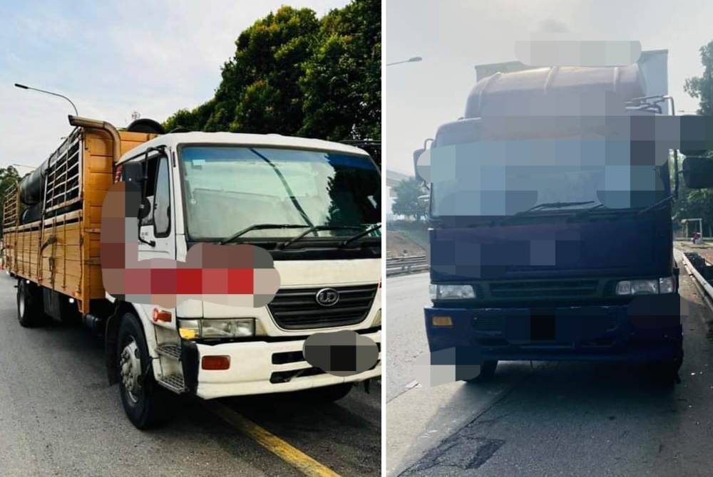 Antara lori yang ditahan untuk pemeriksaan menerusi Ops Laluan Terhad Kenderaan Perdagangan di NKVE dan Lebuhraya Persekutuan pada Isnin.