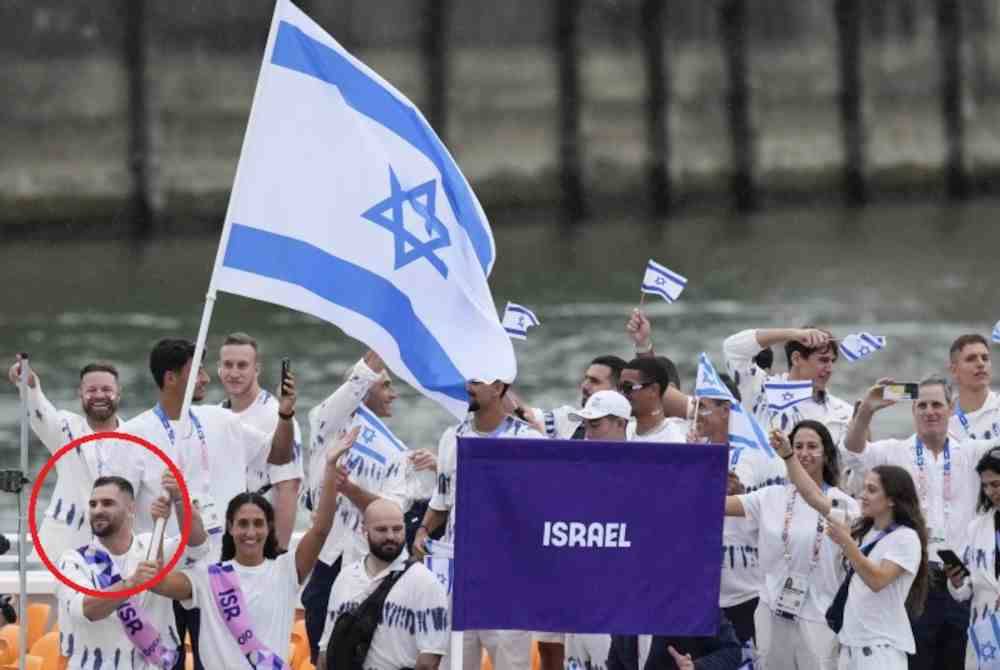 Paltchik pembawa bendera Israel di semasa majlis pembukaan Olimpik di Sungai Seine. Foto Agensi