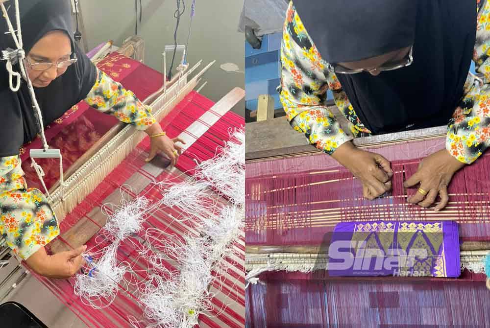 Kak Nah menjelaskan kerja penenunan songket satu proses yang rumit dan memerlukan perhatian serta tingkat kesabaran tinggi.