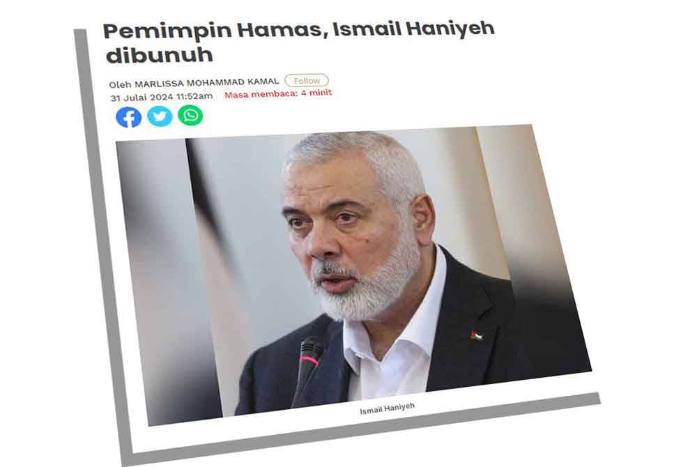 Pada Rabu, media melaporkan Ismail terkorban dalam serangan di ibu kota Iran, di tengah-tengah Perang Gaza yang berlarutan selama lebih 10 bulan.