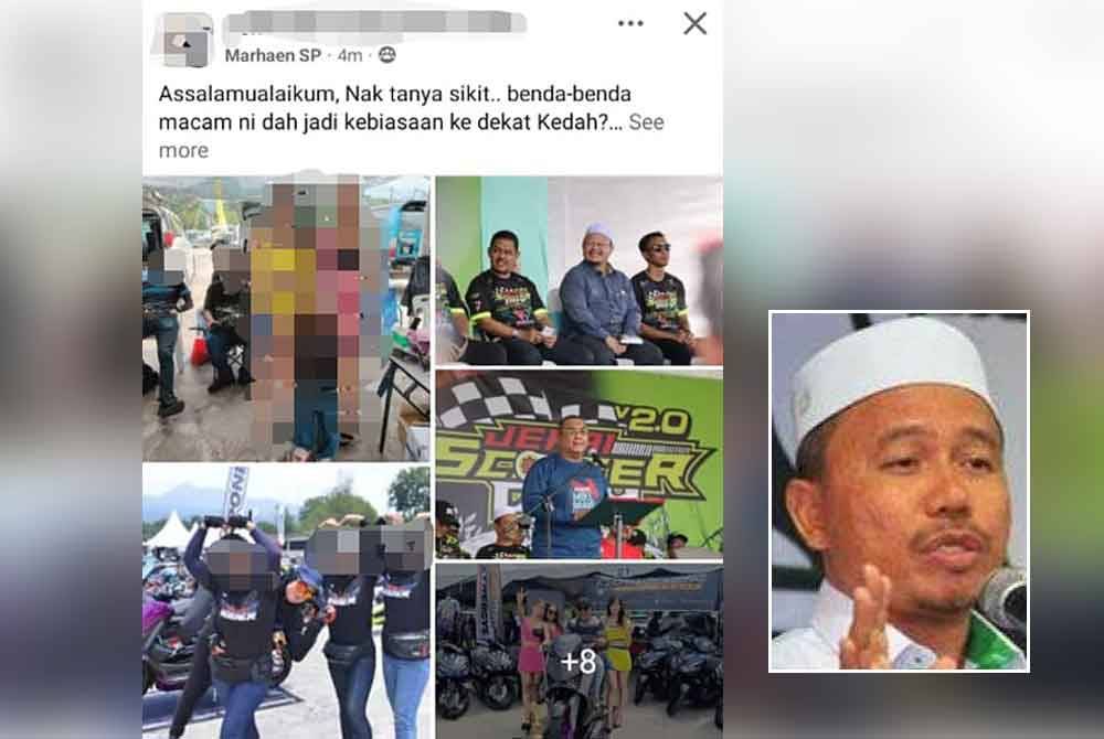 Gambar penampilan wanita berpakaian mencolok mata yang tular di media sosial. Gambar kecil: Ahmad