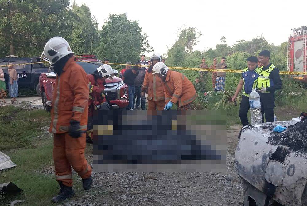 Ketiga-tiga mangsa ditemukan rentung dalam kebakaran di sebuah rumah di Kampung Blok 5, Pitas.