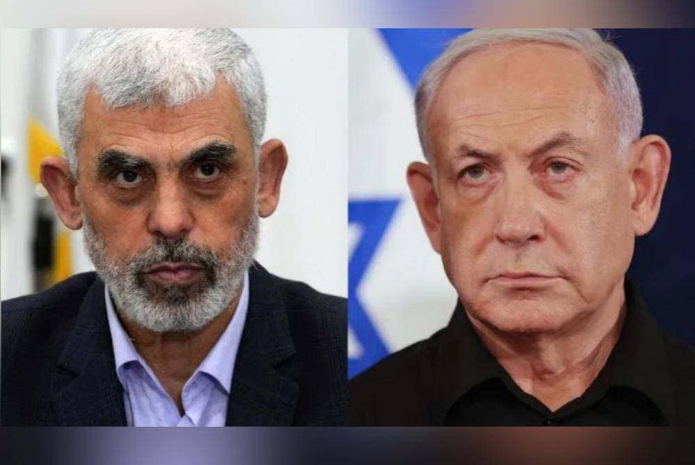 Netanyahu (kanan) bermati-matian mahu menghapuskan pejuang Hamas dan terbaharu mengugut Sinwar. Foto Agensi