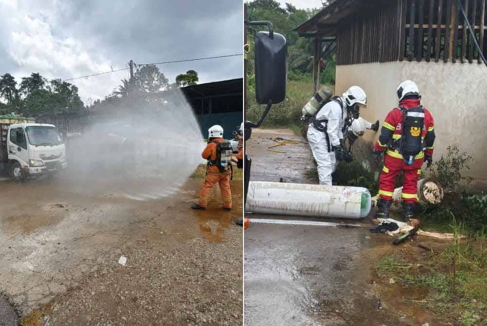 Pasukan bomba sedang melakukan kerja pembersihan di lokasi. - Foto: Bomba NS