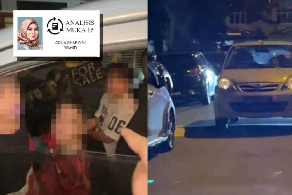 Tangkap layar video tular seorang kanak-kanak lelaki berusia 12 tahun memandu kereta di sebuah taman perumahan di Puchong, Selangor.