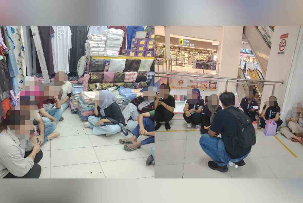 Antara warga asing yang ditahan dalam operasi bersepadu JIM Selangor di sebuah pusat beli-belah di Bandar Botanik, Klang pada Khamis.