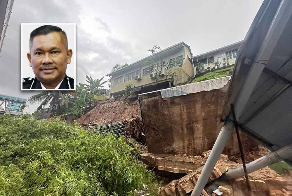 Keadaan di lokasi kejadian di Taman Bunga Raya, Jalan Genting Kelang-Kem Wardiburn, di Kuala Lumpur. (Gambar kecil: Mohamad Lazim)
