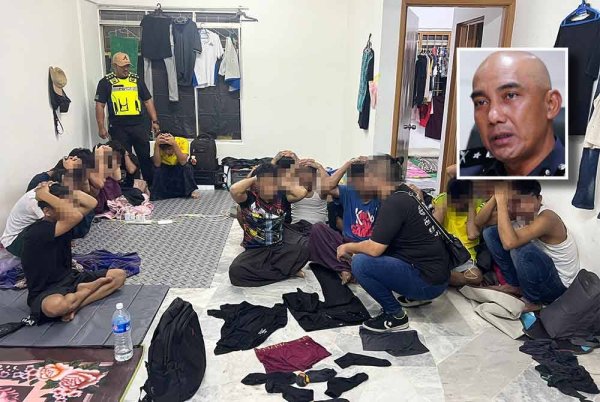 Polis membongkar unit pangsapuri yang dijadikan rumah sementara warga asing menerusi Op Pintas, pada Khamis. (Gambar kecil: Soffian)
