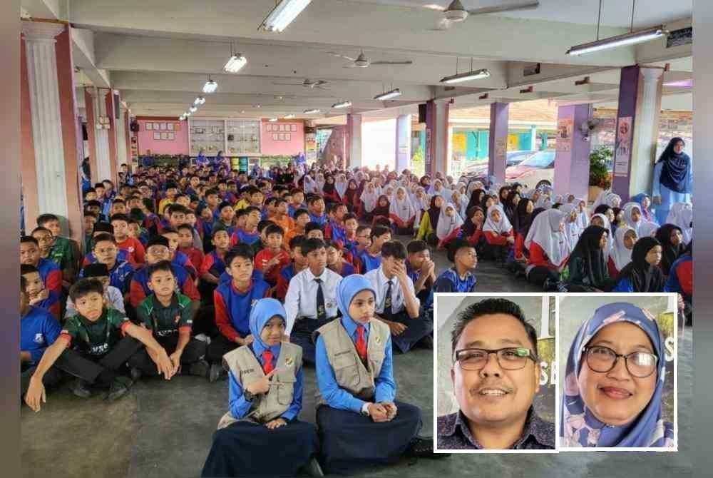 
Pelajar SK Puchong Indah bersama-sama meraikan kemenangan sekolah mereka. Gambar kecil: Zamri, Nik Suhaida