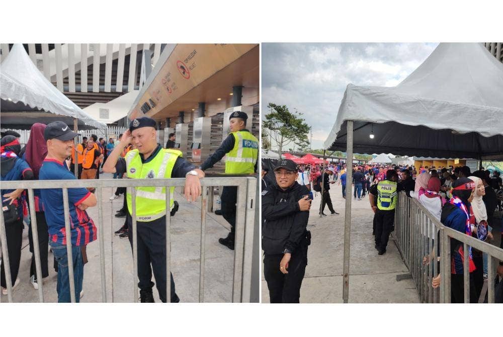 Penyokong pasukan JDT beratur untuk memasuki Stadium Nasional Bukit Jalil pada Sabtu