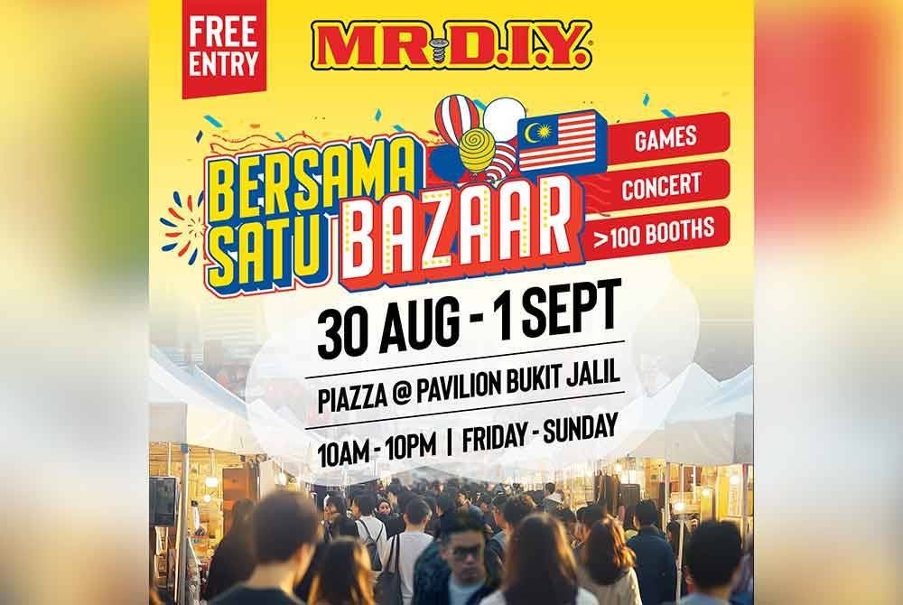 Rakyat Malaysia dijemput untuk mengunjungi Bazar Merdeka pertama MR D.I.Y. ‘Bersama Satu Bazaar’ dari 30 Ogos hingga 1 September 2024.