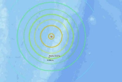 Gempa bumi berukuran 6.9 skala Richter menggegarkan 72 km barat Pangai, Tonga - Foto: USGS