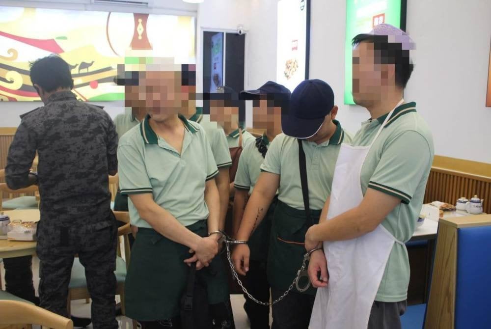 Lapan pekerja di premis makanan ditahan kerana tiada dokumen yang sah untuk bekerja di negara ini.
