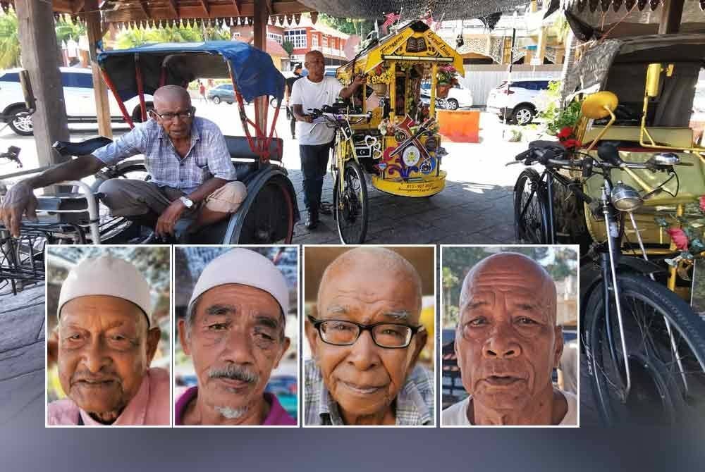 Abdullah (kiri) dan Mamat ketika menunggu pelanggan di Pasar Payang, Kuala Terengganu. Gambar kecil dari kiri: Abdul Wahab, Mohd Nasir, AbdullahMamat,