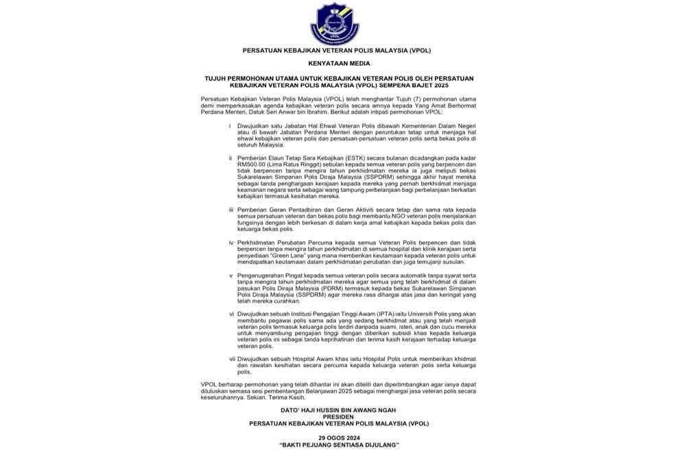 Kenyataan akhbar VPOL