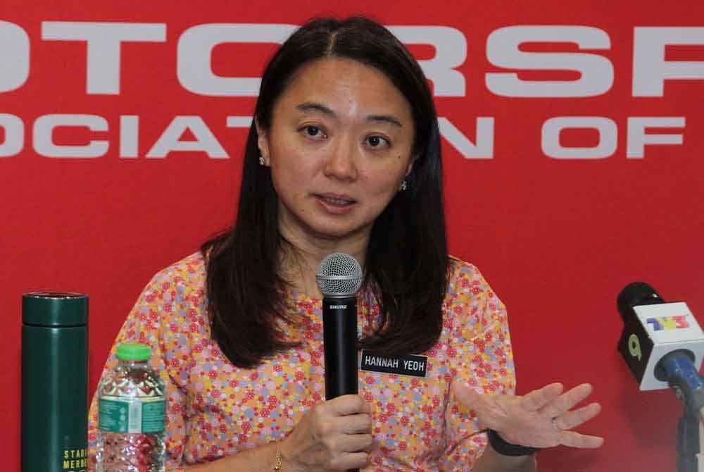 Hannah Yeoh ketika sidang media pengumuman garis panduan sukan permotoran drag dan motocross di Majlis Sukan Negara, pada Khamis. Foto Bernama