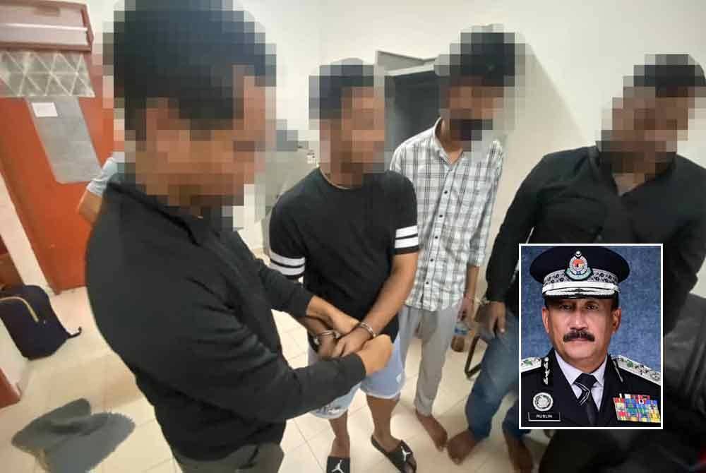 JIM menahan empat lelaki Bangladesh dalam serbuan kedua di sebuah kediaman di Petaling Jaya, pada Rabu. (Gambar kecil: Ruslin)