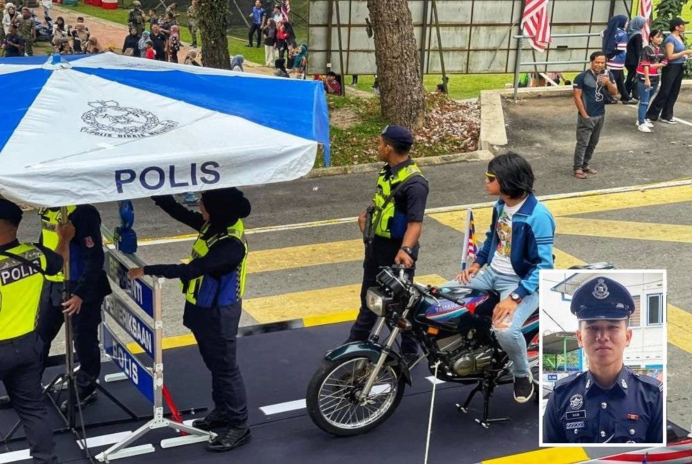Idea membawa RXZ menjadi tumpuan pengunjung dalam sambutan Hari Kebangsaan ke-67 peringkat daerah pada Sabtu. (Gambar kecil: Mohd Naim)