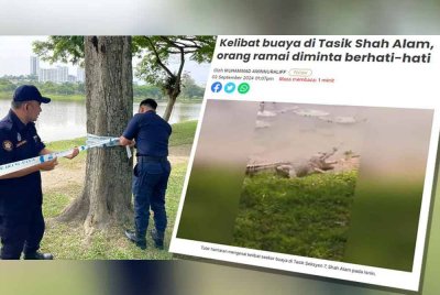 MBSA memasang tali penghadang di sekitar kawasan Tasik Seksyen 7, Shah Alam di sini.