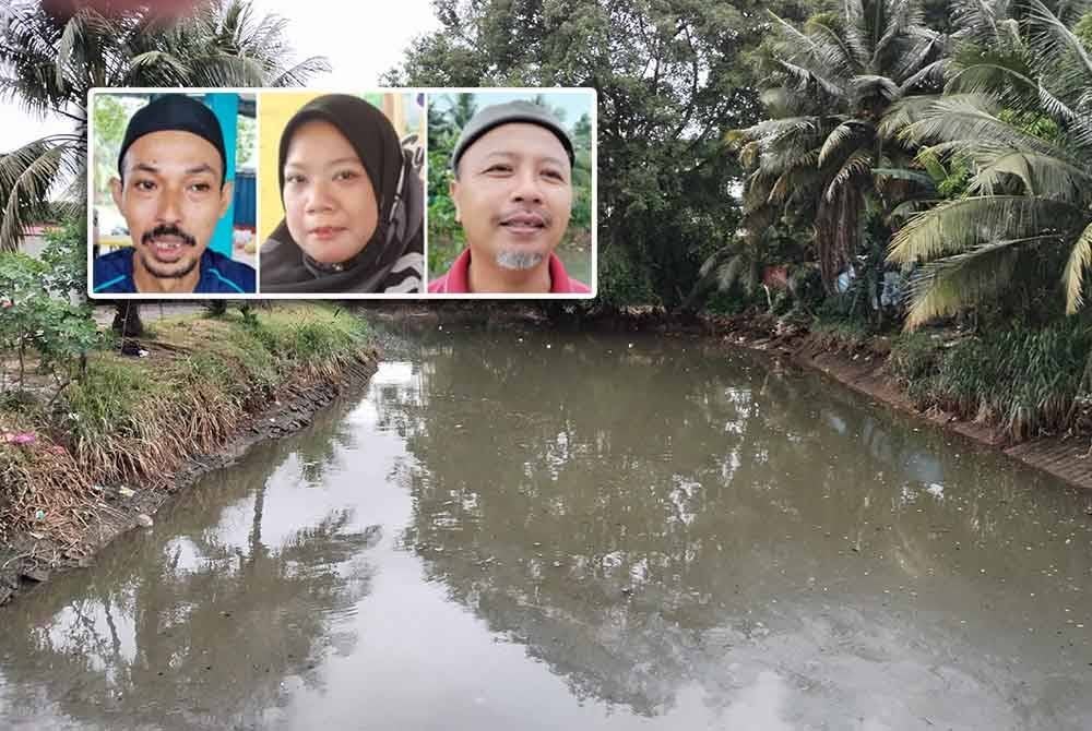 Penduduk Kampung Melayu Pandan resah dengan pencemaran yang berlaku di Sungai Pandan hingga menimbulkan masalah bau busuk di kawasan berkenaan. Gambar kecil: MuhAbd Hashimd Mirzal, Siti Nor Azliza, dan Mohd Faudzi mohamad