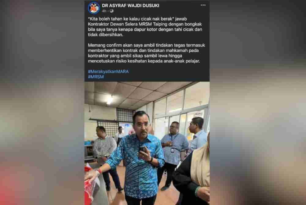 Tangkap layar hantaran Asyraf Wajdi di laman Facebook